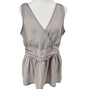 Banana Republic Dressy Deep V-Neck Sleeveless Blouse Side Zip Sz 14 Classy Top